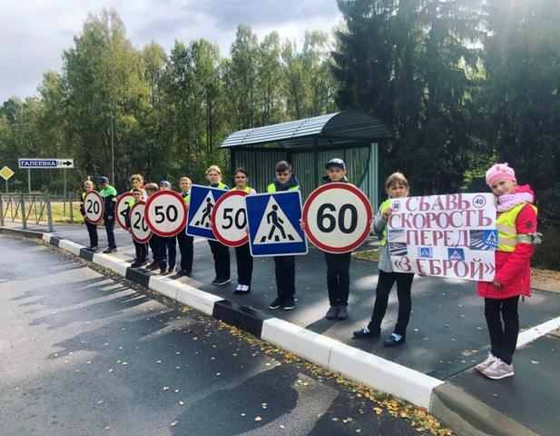 Инспекторы ГИБДД совместно с учащимися школы в Починковском районе провели акцию «Живые знаки»