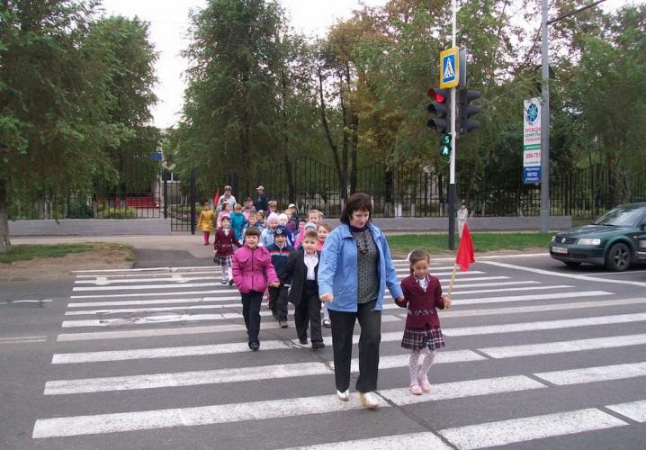 Движение организованной пешеходной колонны по проезжей части дороги