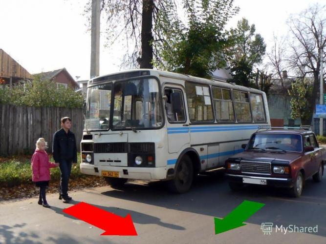 Помните, что стоящий транспорт закрывает обзор