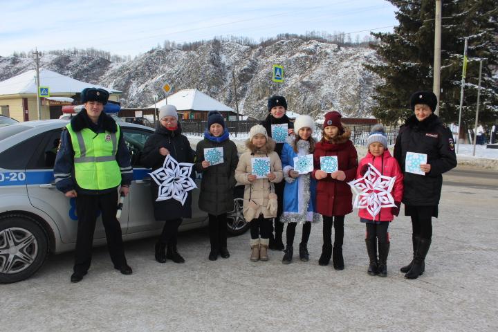 В Шебалинском районе сотрудники ГИБДД провели новогоднюю профилактическую акцию "Снежинка безопасности"