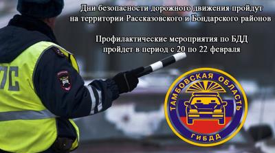 Дни безопасности дорожного движения пройдут в городе Рассказово и на территории Рассказовского и Бондарского районов