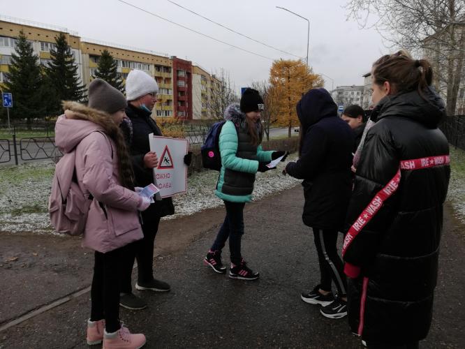 В Зеленогорске автоинспекторы и их помощники напомнили участникам дорожного движения об опасности гололеда