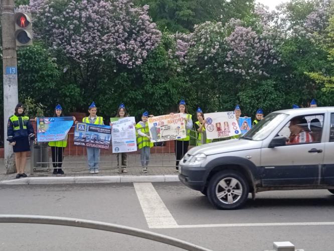 В Калуге юные инспекторы движения провели акцию «Живая стена»